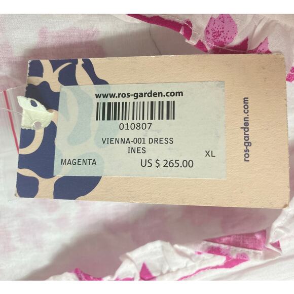 RO’S GARDEN DRESS PINK VIENNA INES FLORAL COTTON MIDI BOHO FEMININE MILKMAID - Picture 4 of 14